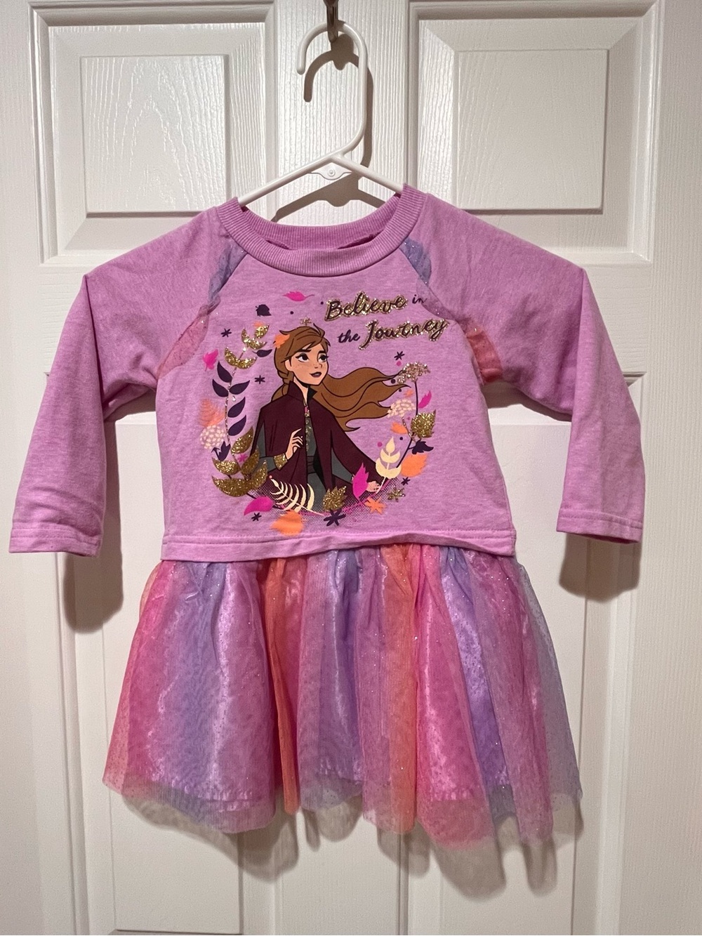 Disney Princess “Frozen” Pink Long Sleeve Dress w/ Tutu Size 3T